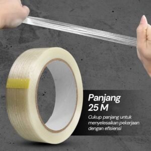 TaffPACK 10mm x 25 meter Lakban Super Strong Fiber Tape Isolasi Bening Solasi