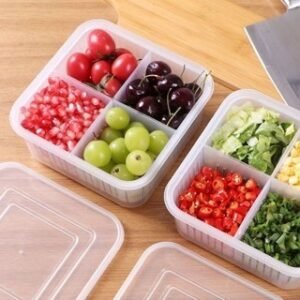 Kotak Saringan 4 Sekat Wadah Penyimpanan Bawang Buah Sayuran