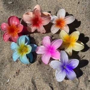 Jepit Rambut Plumeria Ukuran 8cm Bunga Kamboja Warna Soft